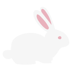 cute white rabbit flat vector illustration set