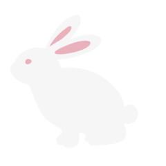 cute white rabbit flat vector illustration set