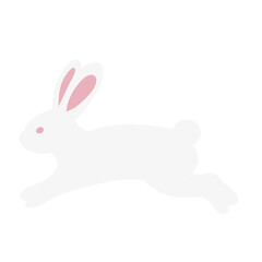 cute white rabbit flat vector illustration set
