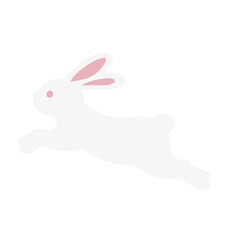 cute white rabbit flat vector illustration set