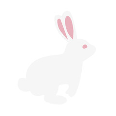 cute white rabbit flat vector illustration set