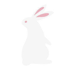 cute white rabbit flat vector illustration set