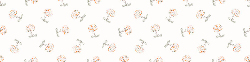 Simple whimsical floral modern abstract border shape seamless pattern. Trendy pastel color banner with hand drawn playful style for edging trim, wash tape and summer texture ribbon background.