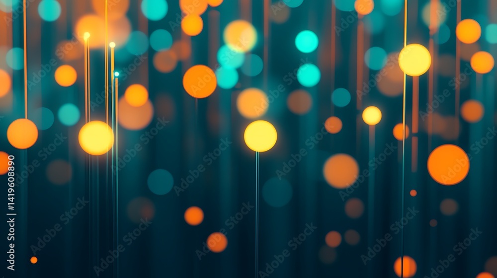 Poster abstract background of colorful bokeh lights with vertical lines creating a vibrant atmosphere