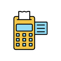 pos terminal transaction on white background