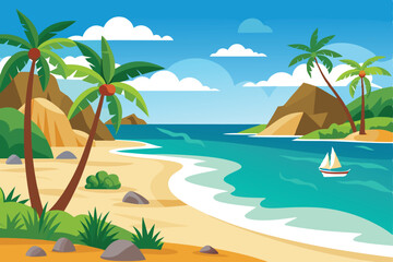 Obraz premium Palm Beach Vector Background