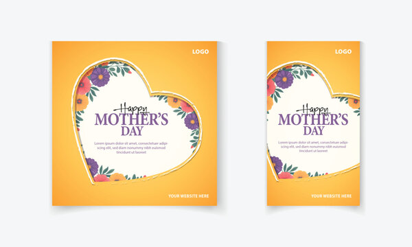 promotional social media post, story template design with flower vector for Happy Mother's Day
