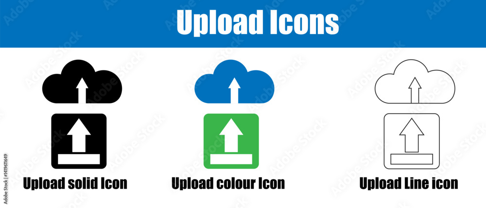 Poster upload icon ,minimal vector symbol for file transfer or cloud sharing.