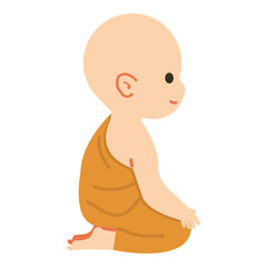 Cartoon Illustration of a Child Monk
