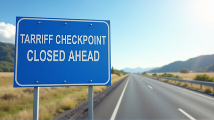 Open Road Ahead: Highway Sign Reading "Tariff Checkpoint Closed Ahead" - Smooth Passage