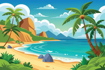 Obraz premium Palm Beach Vector Background