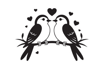 birds couple black illustration vector