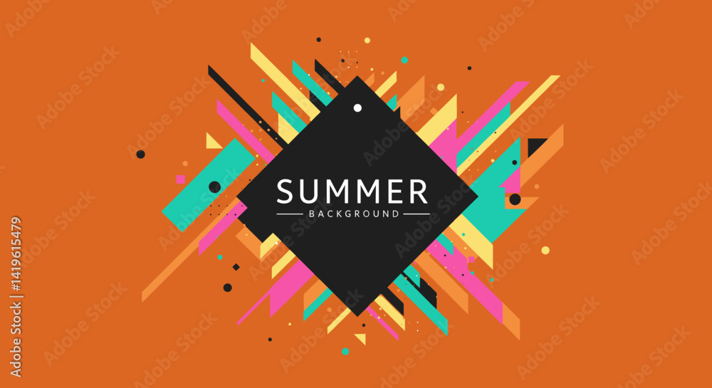 Poster vibrant summer background design with geometric shapes and abstract elements for creative projects a