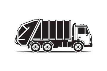 garbage truck black illustration vector