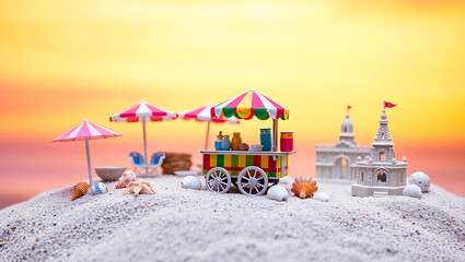 Naklejka premium Miniature Ice Cream Cart