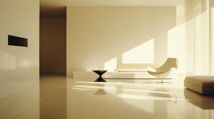 Bright and airy living space with modern furniture elements