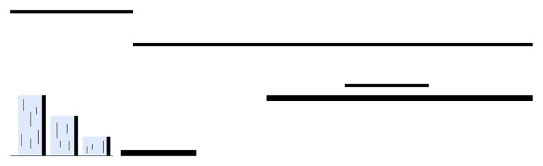 Obraz premium Bar chart with three blue bars of varying heights and horizontal lines. Ideal for data presentation, infographics, analytics, business reports, market analysis, financial planning, simple landing