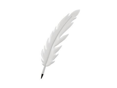 Feather pen icon 3d rendering vector illustration