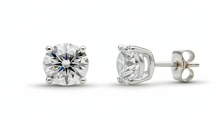Pair Of Round Cut Diamond Stud Earrings
