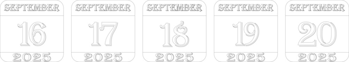 September calendar 2025 line art icon set.Calendar Event schedule date.calendar date icon on white background.Agenda plan, september month schedule calendar and Time planner.Meeting appointment time.