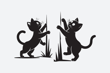  cat climbing pose black illustration vector