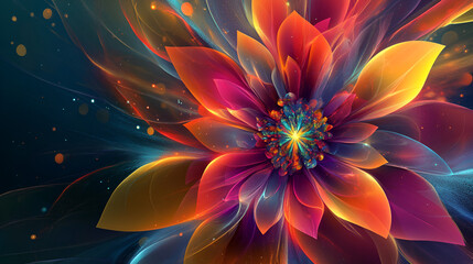 Abstract Colorful Flower Design, Vibrant mixture of summer garden flowers, Generative AI 