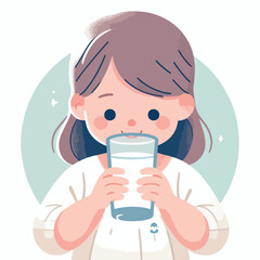 vector image of little children drinking milk