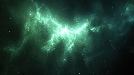 Fototapeta premium Cosmic green nebulae showcase ethereal energy.