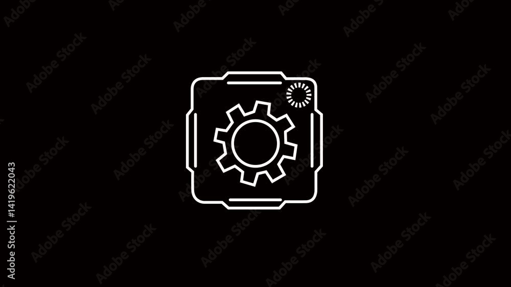 Poster abstract engineering, development and innovation technology icon in outline design. 4k motion graphi