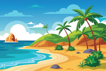 Obraz premium Island Beach Vector Background