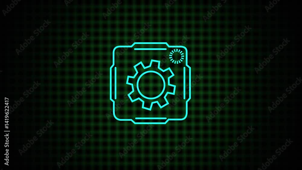 Poster abstract engineering, development and innovation technology icon in outline design. 4k motion graphi