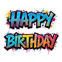 Transparent PNG Graffiti Happy Birthday Text,isolated graffiti lettering, colorful birthday design