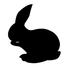 A graphic illustration of isolated silhouettes of rabbits