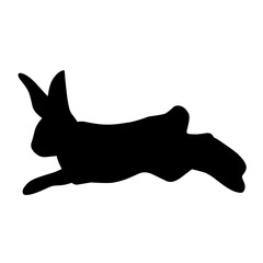 A graphic illustration of isolated silhouettes of rabbits