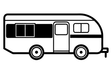 Caravan camper vehicle vector silhouette illustration isolated on white background