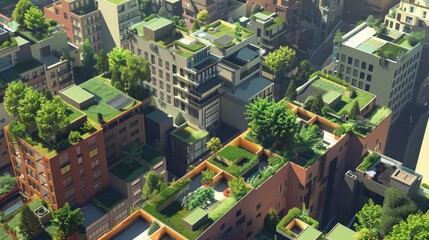 Fototapeta premium Urban cityscape with green roofs