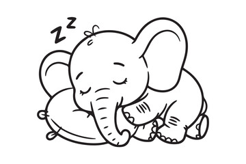 elephant sleeping black illustration vector