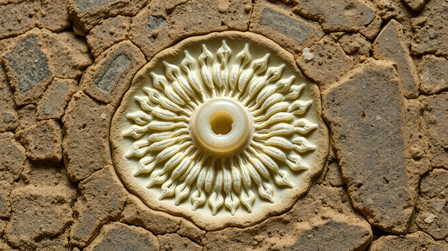 A fossil nummulite a large single celled organism in a limestone of Palaeogene age