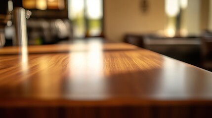 Warm Wooden Table in Sunlight