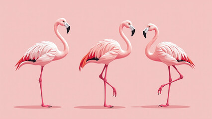Fototapeta premium pink flamingos known distinctive feathers elegant poses variety natural environments