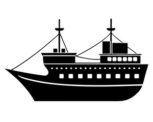 Modern ship vector silhouette illustration isolated on white background
