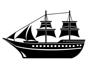Modern ship vector silhouette illustration isolated on white background