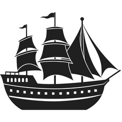 Modern ship vector silhouette illustration isolated on white background