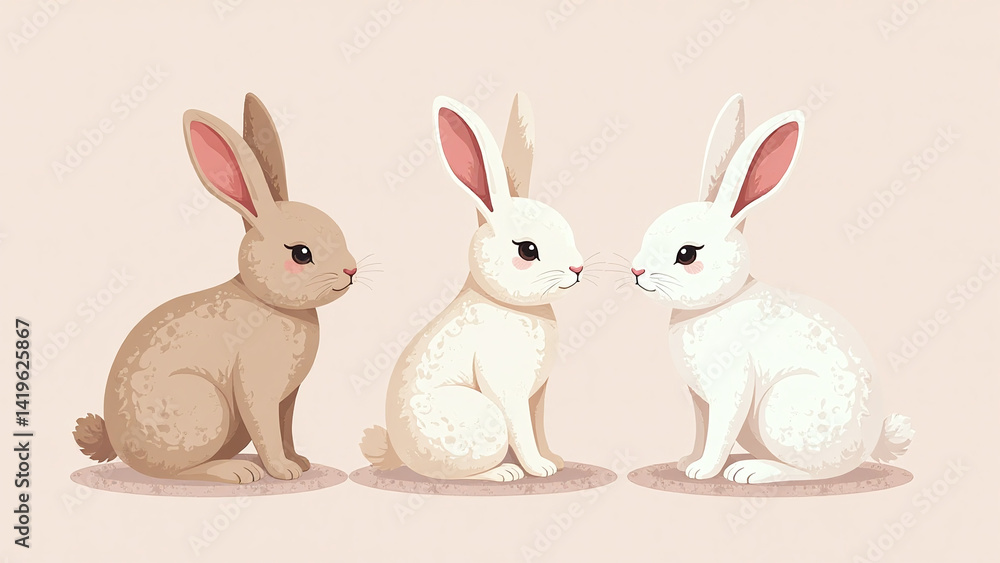 Poster rabbit designs often feature soft gentle patterns resemble real rabbits art everyday