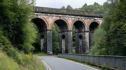 Fototapeta premium Old Stone Viaduct Over Country Road
