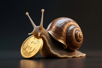 Snail Carrying Heavy Gold Coin