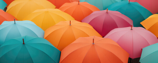 Obraz premium Background pattern of Many colorful multicolored umbrellas. 