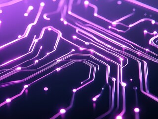 Obraz premium Circuit board glowing with bright neon pink lines