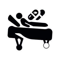 Medical patient treatment icon.