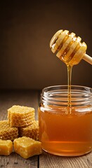 Illustration of honey dripping in the pot